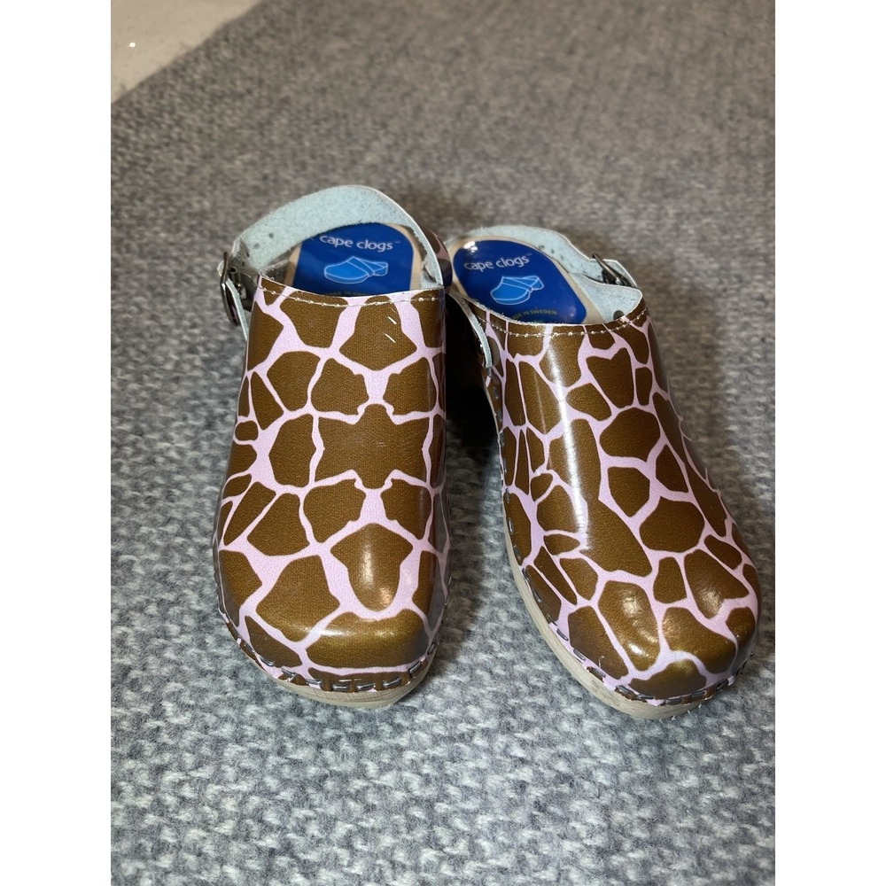 CAPE CLOGS Giraffe Print Euro 32 Girls Shoes USA 1‎ MADE IN SWEDEN Torpatoffeln